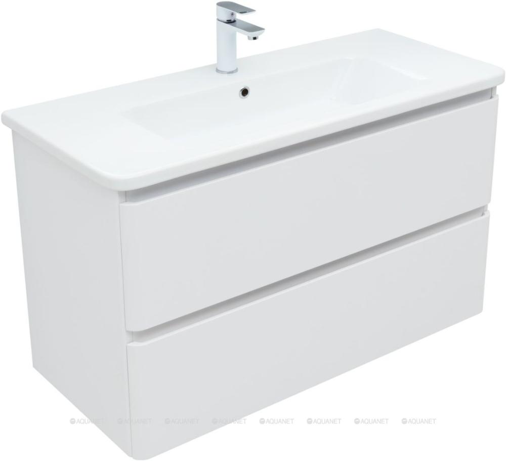Фото Мебель Акванет Эмбер 105 белый матовый (тумба с раковиной) 