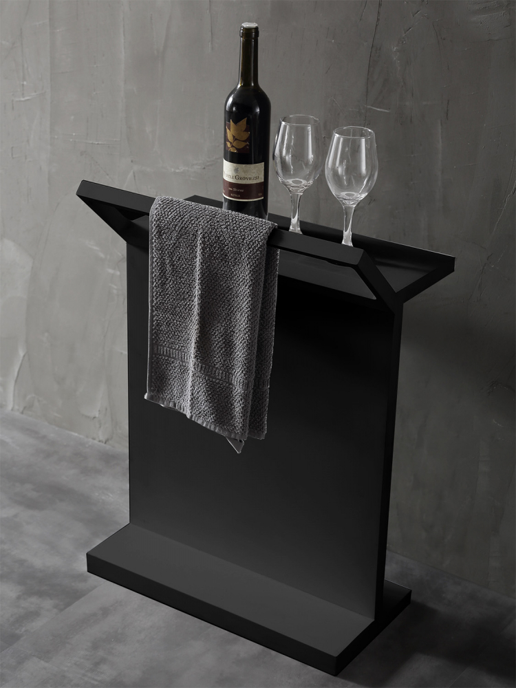 картинка Столик с полотенцедержателем для ванной комнаты ABBER Stein AS1637MB, черный матовый