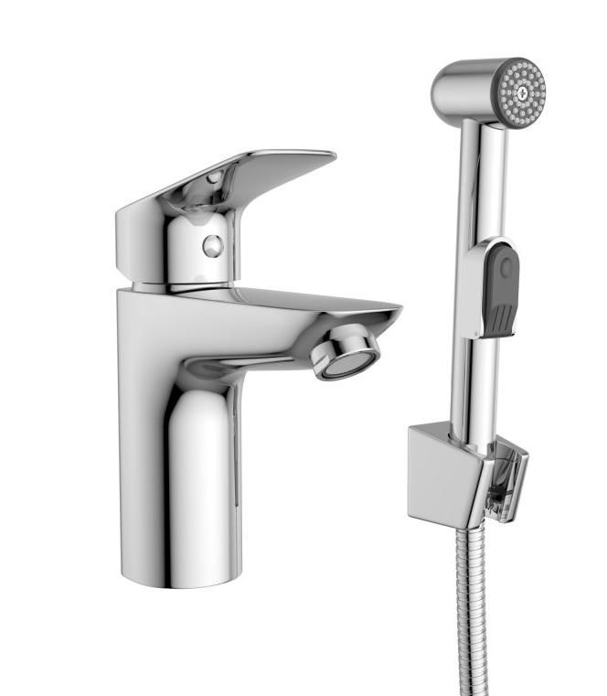 картинка Смеситель для раковины с гигиеническим душем BelBagno DUE-LVM/HGN-CRM-W0