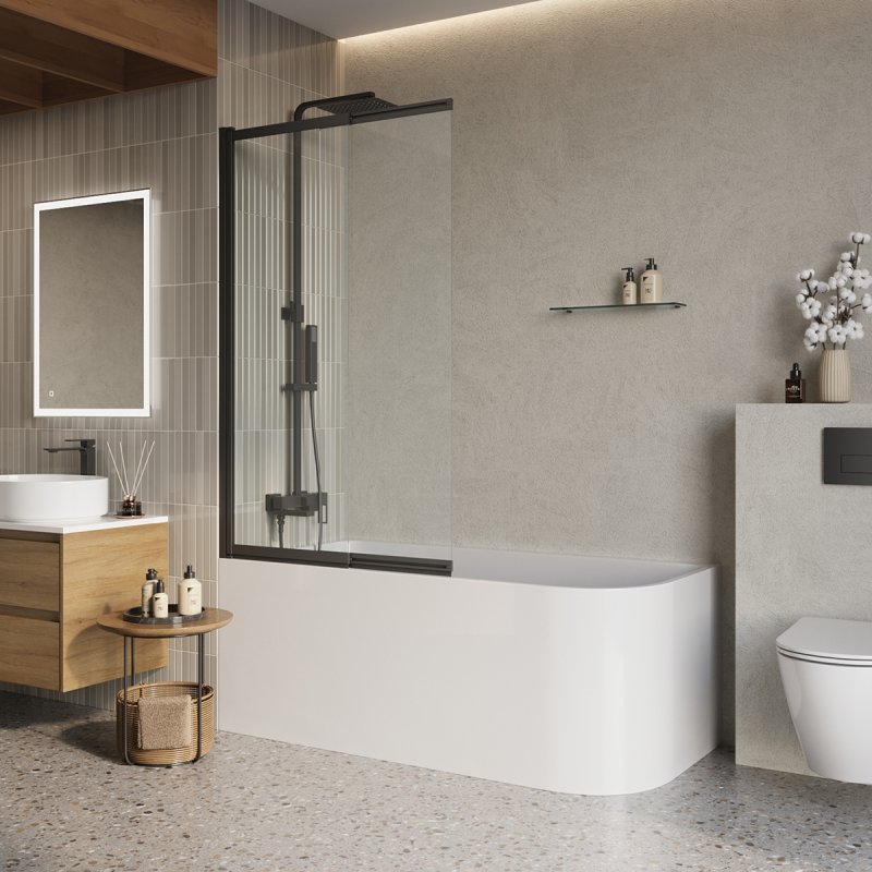 картинка Душевая шторка на ванну BELBAGNO LUCE-VF-11-100/145-C-NERO