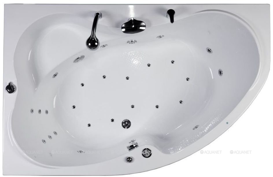 Фото Ванна с гидромассажем Акванет Capri 160*100 гидромассаж, аэромассаж, массаж спины, смеситель
