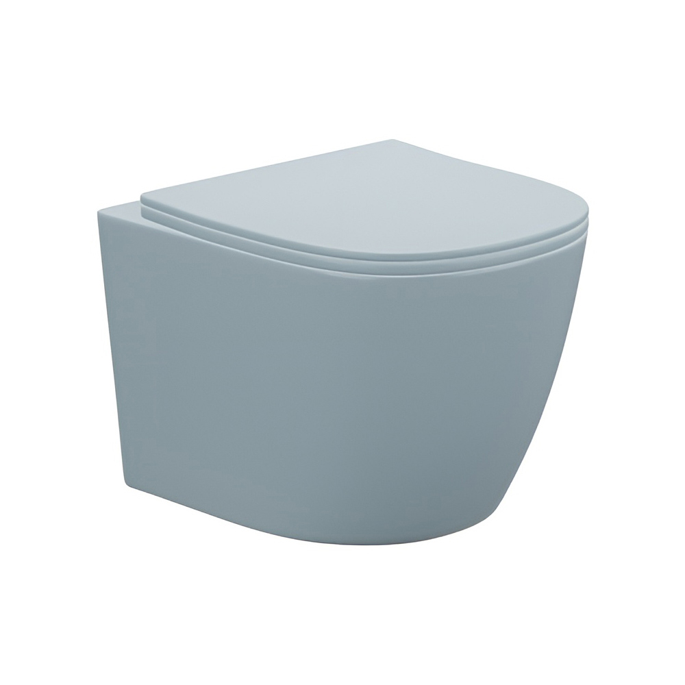 картинка Унитаз подвесной AVS Контур безободковый с сиденьем, серо-голубой матовый