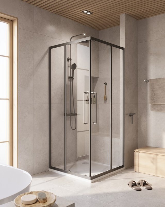 картинка Душевое ограждение CEZARES RELAX-304-A-2-100-C-GM, оружейная сталь